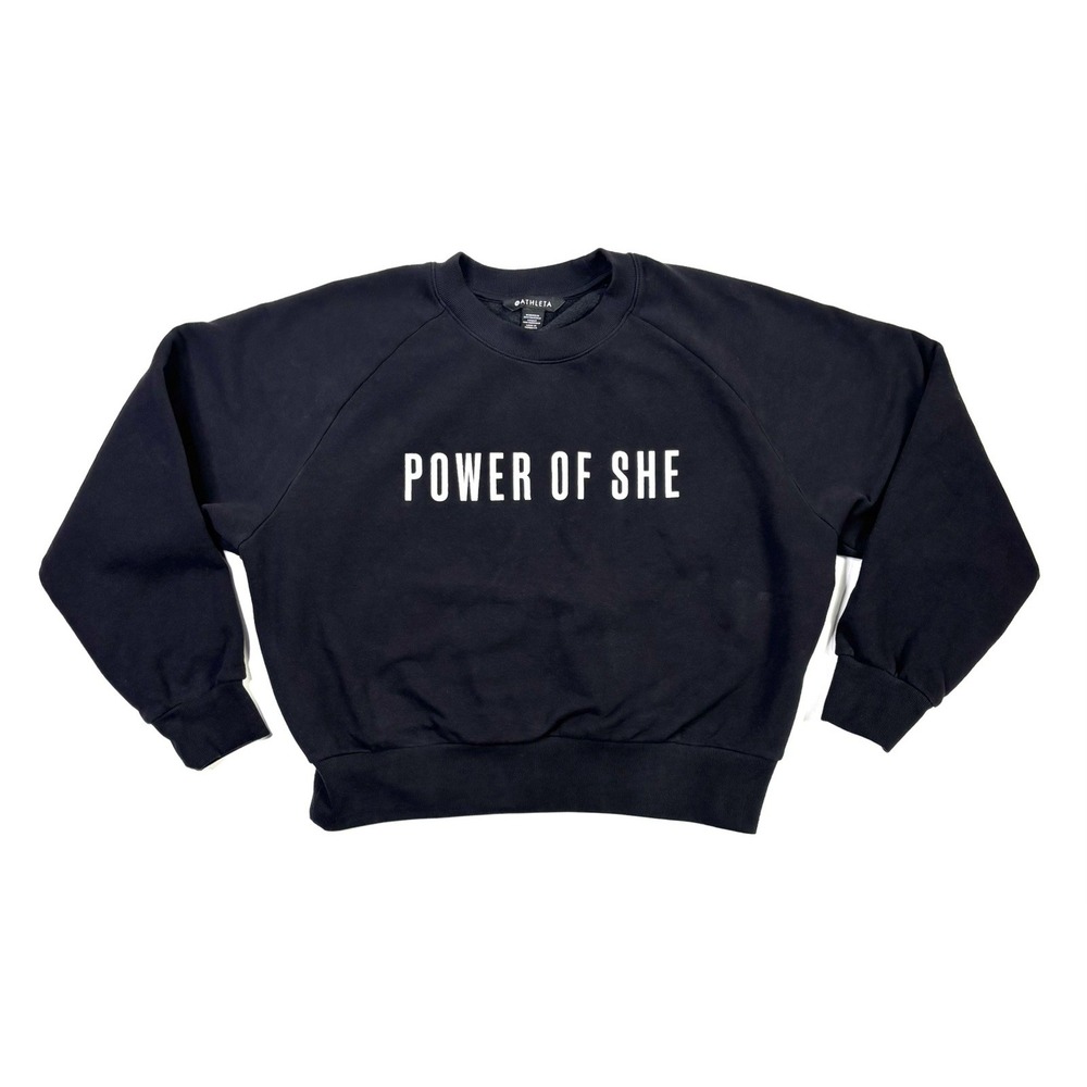 Athleta Sweatshirt Women's Small Power of She Black Crewneck Pullover